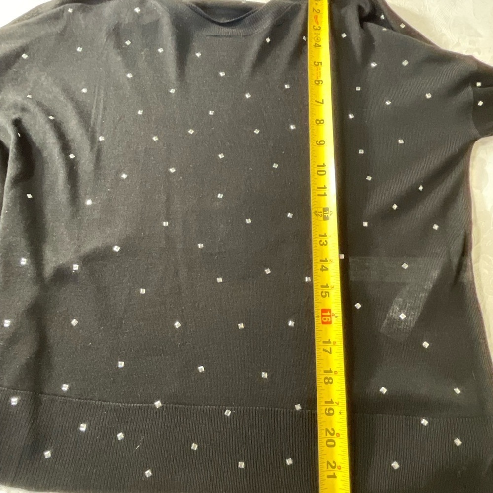 Zara Black Sweater Rhinestones Long Sleeves Pullover Blended Knit Size Medium - Picture 7 of 10